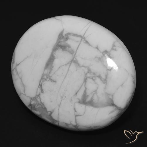 21.74 ct White Howlite Stone, Natural Howlite in Oval Cabochon Shape for Sale