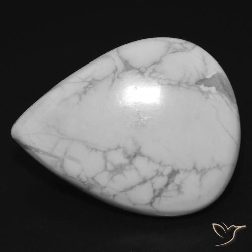 25.33ct Natural Greyish White Howlite, Pear Shape, Opaque