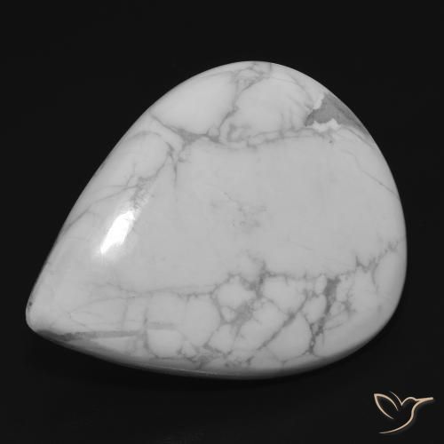25.33 ct White Howlite Stone, Natural Howlite in Pear Cabochon Shape for Sale