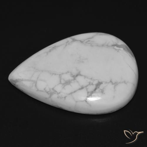 Howlite Gemstone in 28 x 21.9 mm Size for Sale, Howlite Stone in Greyish White Color