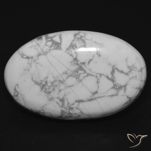 Howlite bianco taglio ovale da 27,16 ct dagli Stati Uniti, dimensione 29 x 18,3mm, pietra preziosa naturale non trattati , purezza Opaque, Howlite Ovale cabochon da 1 pz, durezza Mohs di 3 - 3,5, Photo A