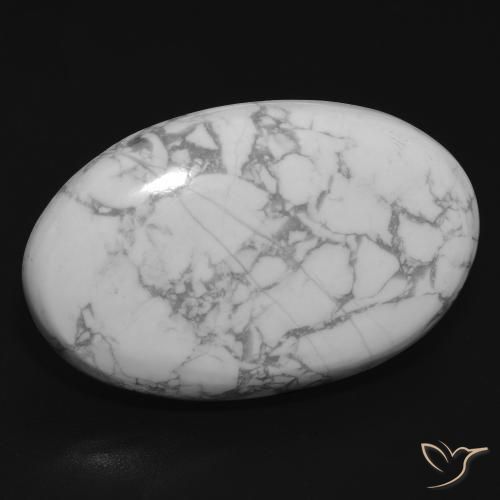 27.16 ct White Howlite Stone, Natural Howlite in Oval Cabochon Shape for Sale