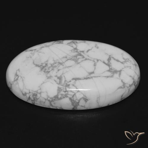 Howlite Gemstone in 29 x 18.3 mm Size for Sale, Howlite Stone in Greyish White Color