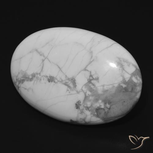 21.55 ct White Howlite Stone, Natural Howlite in Oval Cabochon Shape for Sale