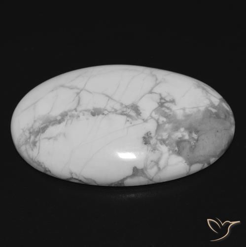 Howlite Gemstone in 27.2 x 18 mm Size for Sale, Howlite Stone in Greyish White Color