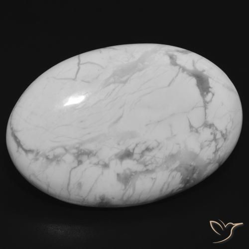 25.79 ct White Howlite Stone, Natural Howlite in Oval Cabochon Shape for Sale