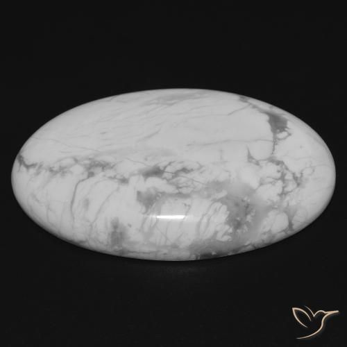 Howlite Gemstone in 30.2 x 20 mm Size for Sale, Howlite Stone in Greyish White Color