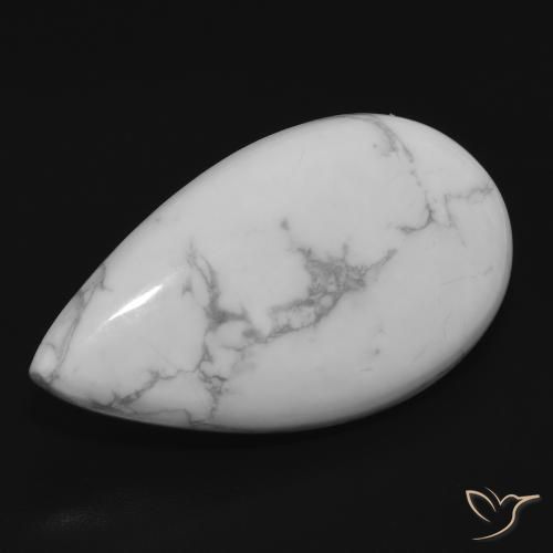 17.74 ct White Howlite Stone, Natural Howlite in Pear Cabochon Shape for Sale