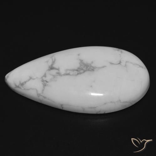Howlite Gemstone in 28 x 15.8 mm Size for Sale, Howlite Stone in Greyish White Color