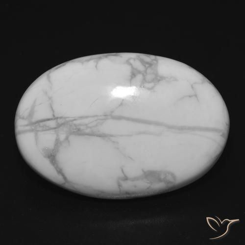 25,5 x 17,4mm ovaler weißer Howlith aus den USA, Gewicht 20,83 ct, 1 Stück Howlith - Farbe: Mehrfarbiges Weiß, natürlicher Edelstein in Opaque Reinheit, Mohs-Härte von 3 - 3,5, Photo A