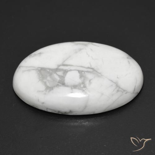 Howlite Gemstone in 26.3 x 17.9 mm Size for Sale, Howlite Stone in Greyish White Color