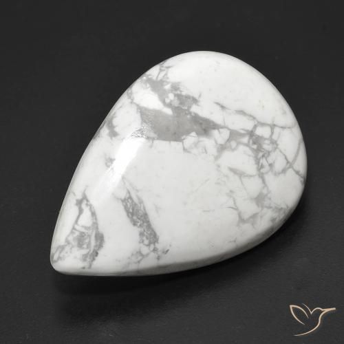 21.42 ct White Howlite Stone, Natural Howlite in Pear Cabochon Shape for Sale