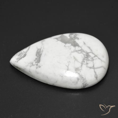 Howlite Gemstone in 27.1 x 19 mm Size for Sale, Howlite Stone in Greyish White Color
