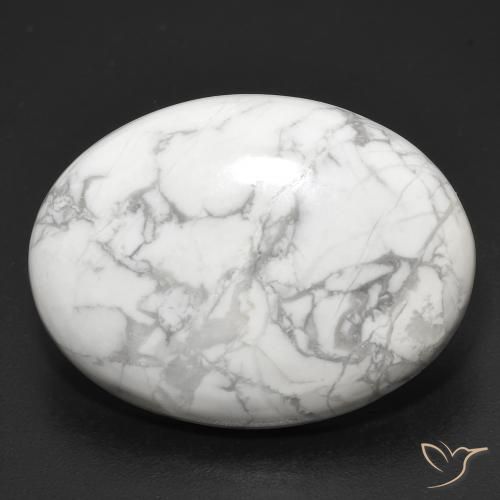26,8 x 20,1mm ovaler weißer Howlith aus den USA, Gewicht 27,53 ct, 1 Stück Howlith - Farbe: Mehrfarbiges Weiß, natürlicher Edelstein in Opaque Reinheit, Mohs-Härte von 3 - 3,5, Photo A