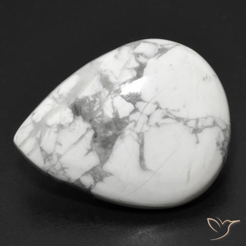 17.67ct Natural Greyish White Howlite, Pear Shape, Opaque