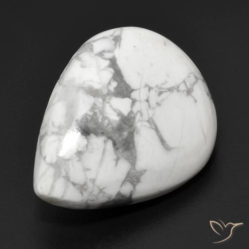 17.67 ct White Howlite Stone, Natural Howlite in Pear Cabochon Shape for Sale