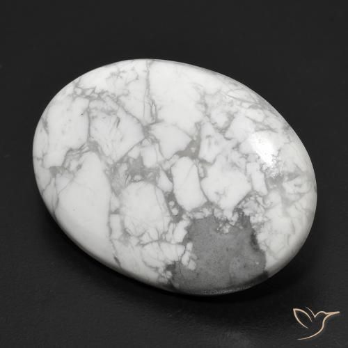 19.91 ct White Howlite Stone, Natural Howlite in Oval Cabochon Shape for Sale
