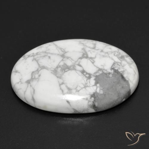 Howlite Gemstone in 25 x 18 mm (calibrated) Size for Sale, Howlite Stone in Greyish White Color