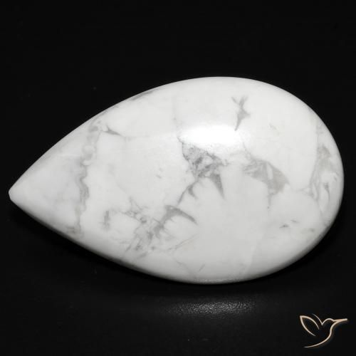 18.97ct Natural Greyish White Howlite, Pear Shape, Opaque