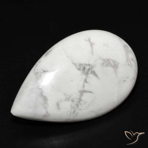 18.97 ct White Howlite Stone, Natural Howlite in Pear Cabochon Shape for Sale