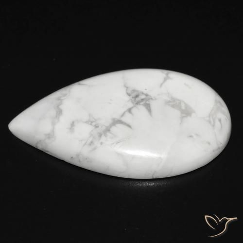 Howlite Gemstone in 29.6 x 18.3 mm Size for Sale, Howlite Stone in Greyish White Color