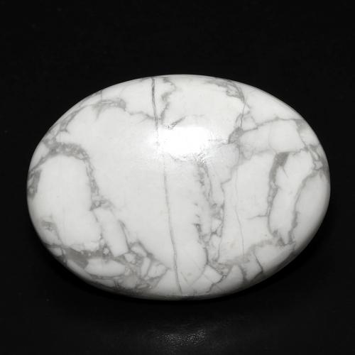 Howlite Blanc Ovale 22,8 x 17mm des Etats-Unis, poids de 16,93 ct, pierre gemme naturelle Non traité de pureté Opaque , 1 pièce de howlite oval cabochon, couleur : Blanc multicolore, dureté de Mohs de 3 à 3.5, Photo A