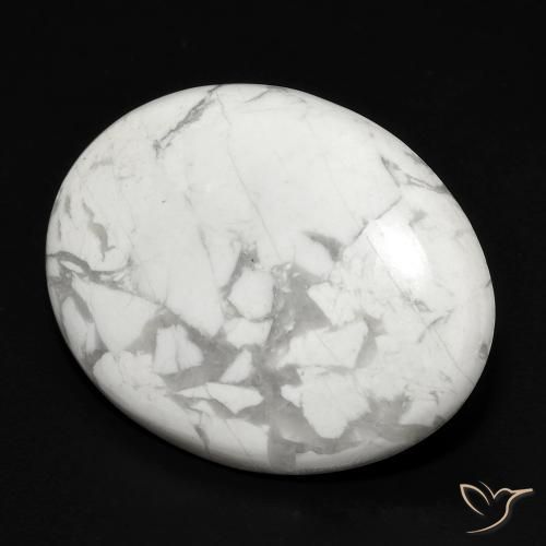 17.91 ct White Howlite Stone, Natural Howlite in Oval Cabochon Shape for Sale