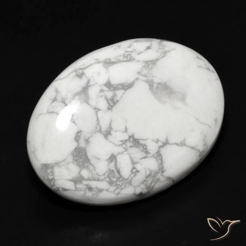 17.45 ct White Howlite Stone, Natural Howlite in Oval Cabochon Shape for Sale