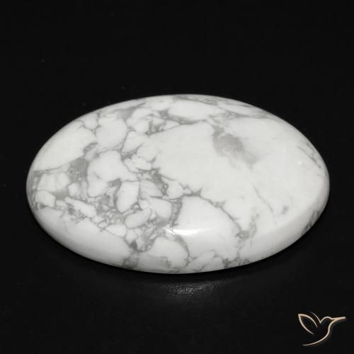 Howlite Gemstone in 23.6 x 17.1 mm Size for Sale, Howlite Stone in Greyish White Color