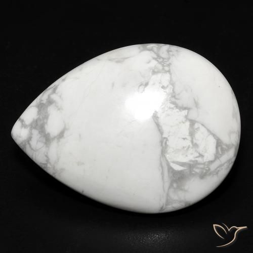 15.79ct Natural Greyish White Howlite, Pear Shape, Opaque