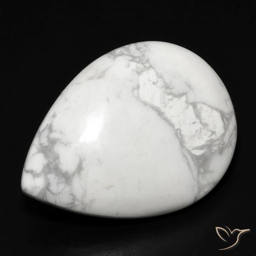 15.79 ct White Howlite Stone, Natural Howlite in Pear Cabochon Shape for Sale