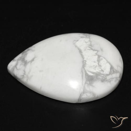 Howlite Gemstone in 23.6 x 17.5 mm Size for Sale, Howlite Stone in Greyish White Color