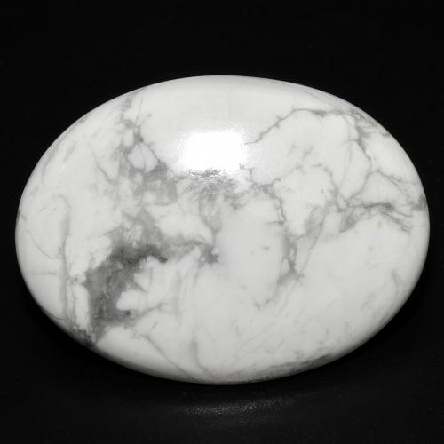 Howlite Blanc Ovale 28,3 x 21,1mm des Etats-Unis, poids de 25,24 ct, pierre gemme naturelle Non traité de pureté Opaque , 1 pièce de howlite oval cabochon, couleur : Blanc multicolore, dureté de Mohs de 3 à 3.5, Photo A