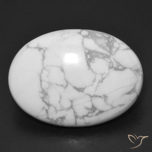 26.91 ct White Howlite Gemstone, Howlite Gem in Oval Cabochon Shape for Sale.