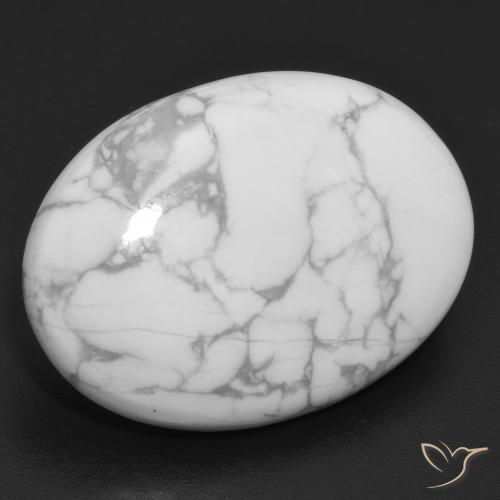 26.91 ct White Howlite Stone, Natural Howlite in Oval Cabochon Shape for Sale