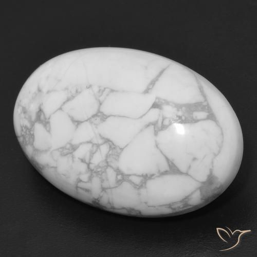 15.19 ct White Howlite Stone, Natural Howlite in Oval Cabochon Shape for Sale