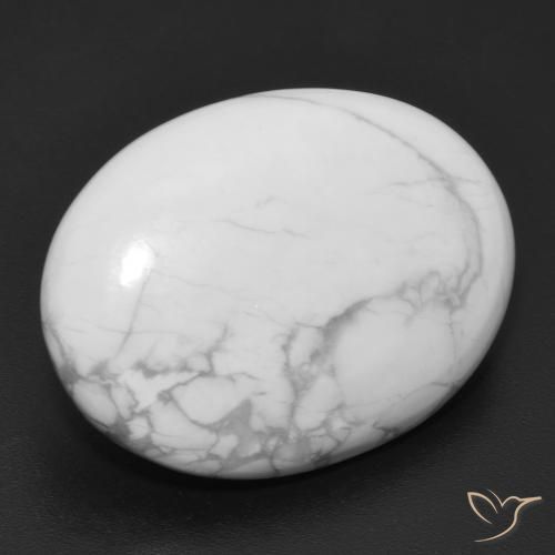 16.38 ct White Howlite Stone, Natural Howlite in Oval Cabochon Shape for Sale