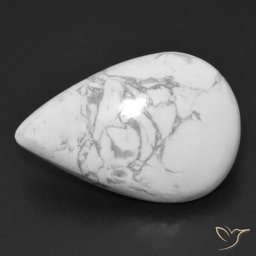 20.70ct Natural Greyish White Howlite, Pear Shape, Opaque