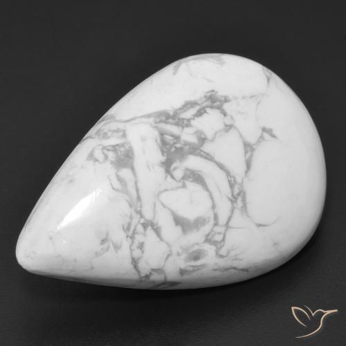 20.70 ct White Howlite Stone, Natural Howlite in Pear Cabochon Shape for Sale