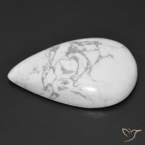 Howlite Gemstone in 27.2 x 18.3 mm Size for Sale, Howlite Stone in Greyish White Color