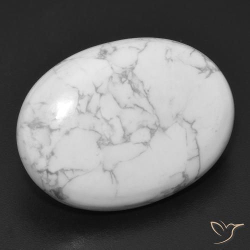 19.37 ct White Howlite Stone, Natural Howlite in Oval Cabochon Shape for Sale