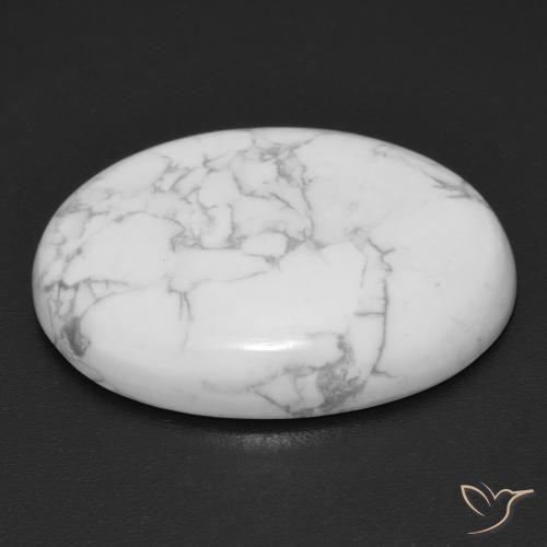Howlite Gemstone in 25 x 18 mm (calibrated) Size for Sale, Howlite Stone in Greyish White Color