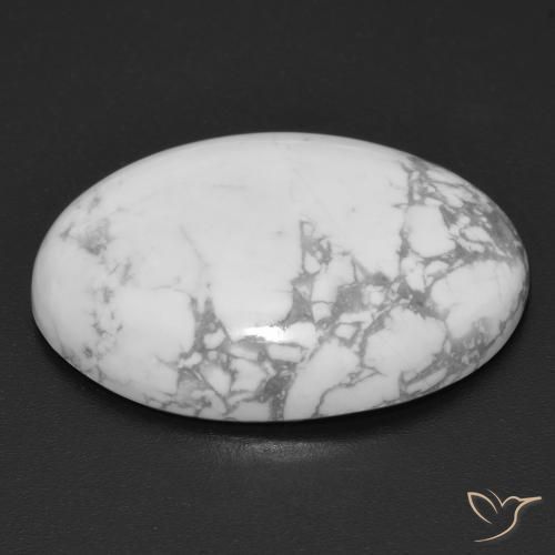 Howlite Gemstone in 25 x 18 mm (calibrated) Size for Sale, Howlite Stone in Greyish White Color