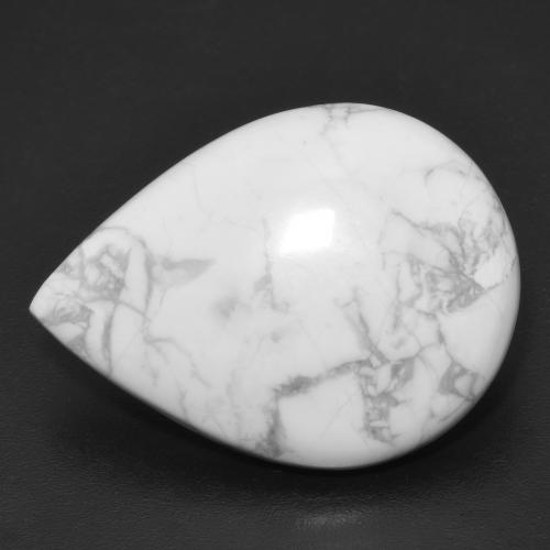 Howlita Blanco Cabujón Pera de 22,7 x 16,9mm de Estados Unidos, peso de 13.62 ct, piedra preciosa natural No tratado en claridad Opaco, Howlita de 1 pieza - Color: Blanco multicolor, dureza Mohs de 3 - 3.5, Photo A