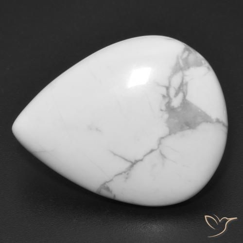 16.12ct Natural Greyish White Howlite, Pear Shape, Opaque