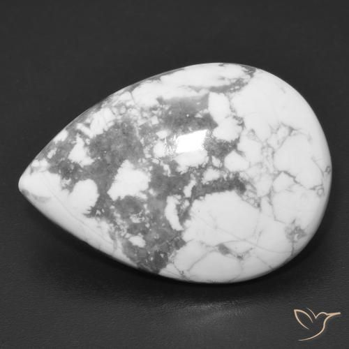 Howlite Blanc multicolore Poire 17,2 ct des Etats-Unis, Dimension 25,7 x 18,2mm, Pierre gemme naturelle Non traité, pureté Opaque , 1 pièce de howlite pear cabochon, dureté de Mohs de 3 à 3.5, Photo A