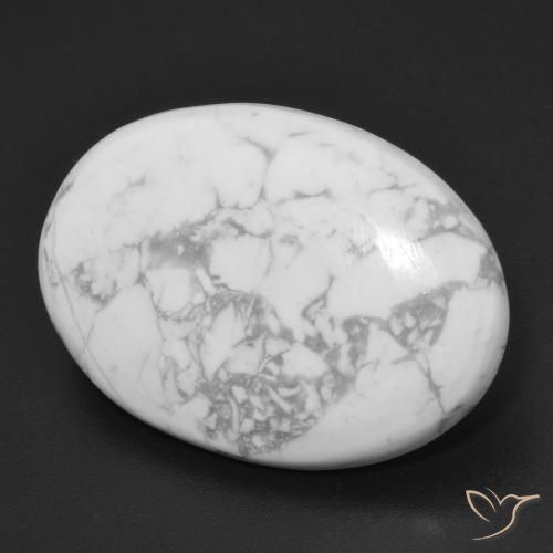 20.46 ct White Howlite Stone, Natural Howlite in Oval Cabochon Shape for Sale