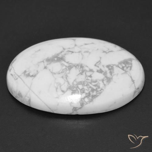 Howlite Gemstone in 25 x 18 mm (calibrated) Size for Sale, Howlite Stone in Greyish White Color