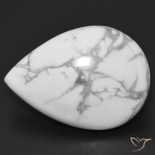 15.90ct Natural Greyish White Howlite, Pear Shape, Opaque
