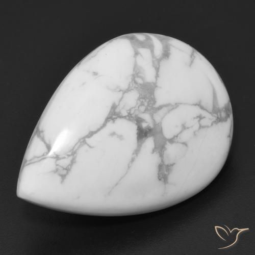 15.90 ct White Howlite Stone, Natural Howlite in Pear Cabochon Shape for Sale